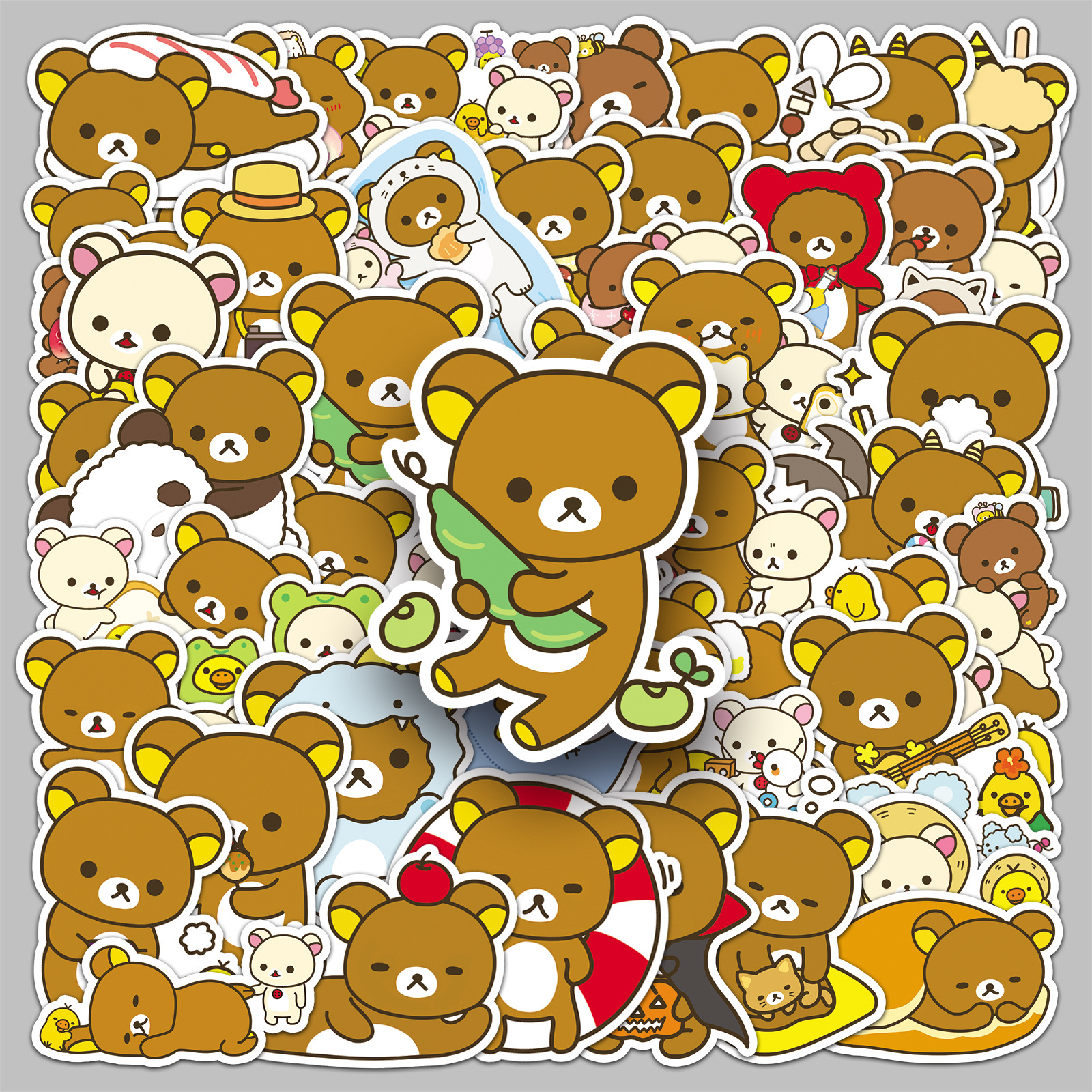 50 Loose Bear Stickers Cute Relaxed Bear Rilakkuma Cartoon Animal Waterproof Decorative Thermos Stickers