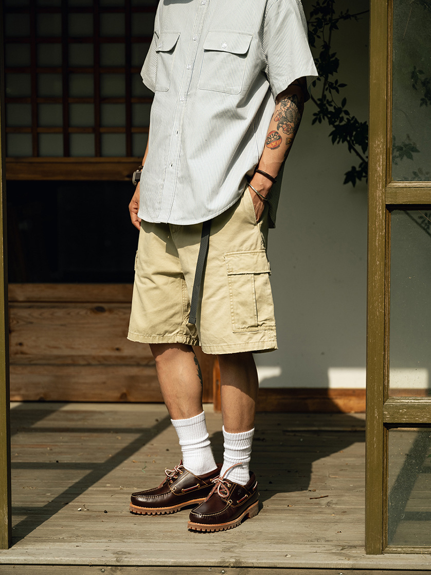Trs Men's Clothing | 25Ss Japanese-Style High-Density Twill Casual Pants Stone-Washed Vintage Loose Cargo Shorts for Men