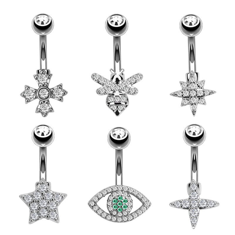 European and American Cross-Commerce Zircon Navel Creative Zircon Navel Button Navel Nail Piercing Jewelry Online Wholesale