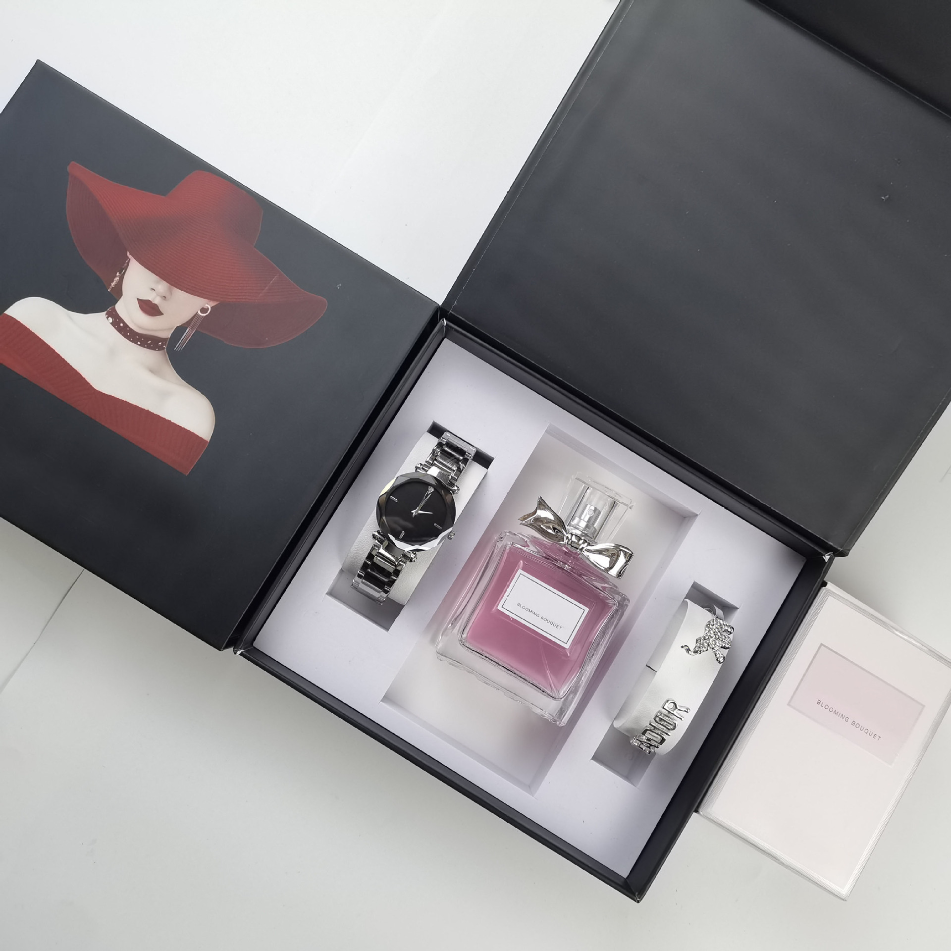 Cross-Border Popular Watch Perfume Set Fashion Quartz Watch Ladies Perfume 100ml with Exquisite Packaging