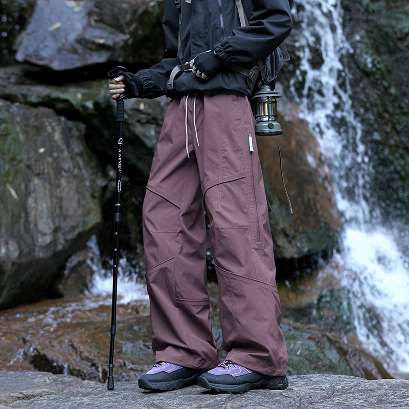 Cross-Border 2026 New Spring American-Style Trendy Casual Pants Solid Color Outdoor Hiking Pants Mountaineering Work Pants for Men