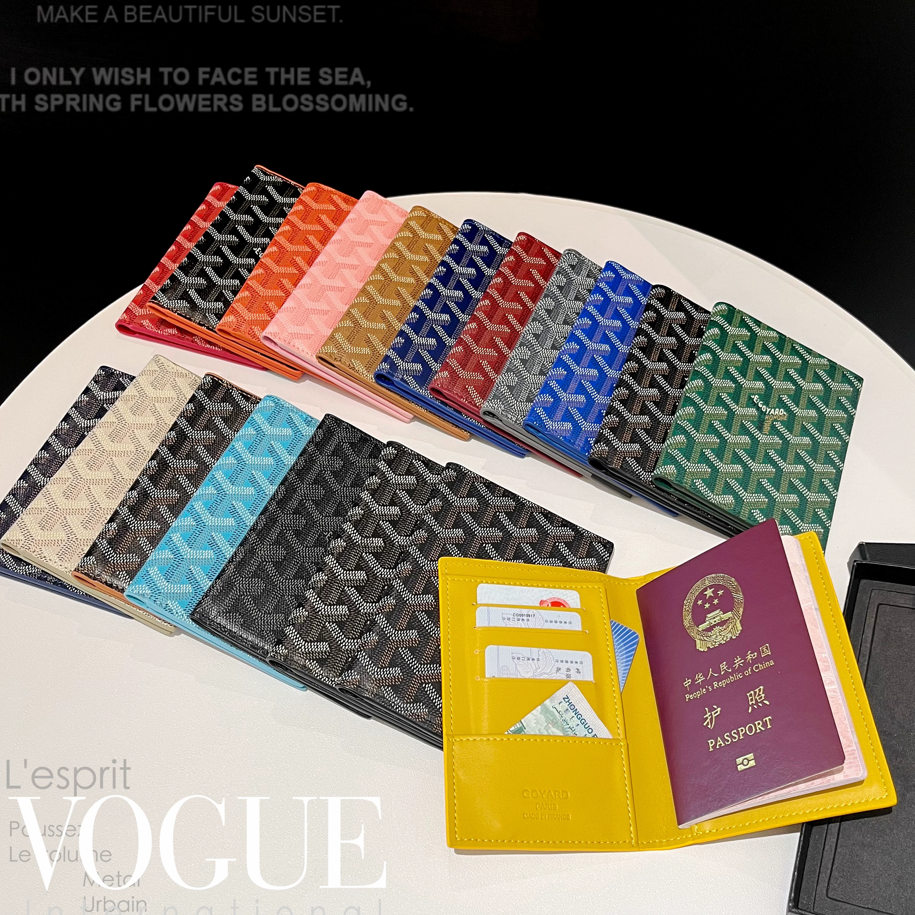 Trendy brand high-end Goya passport bag, men's and women's identification leather card sleeve, storage card bag, card clip, multiple card slots, change