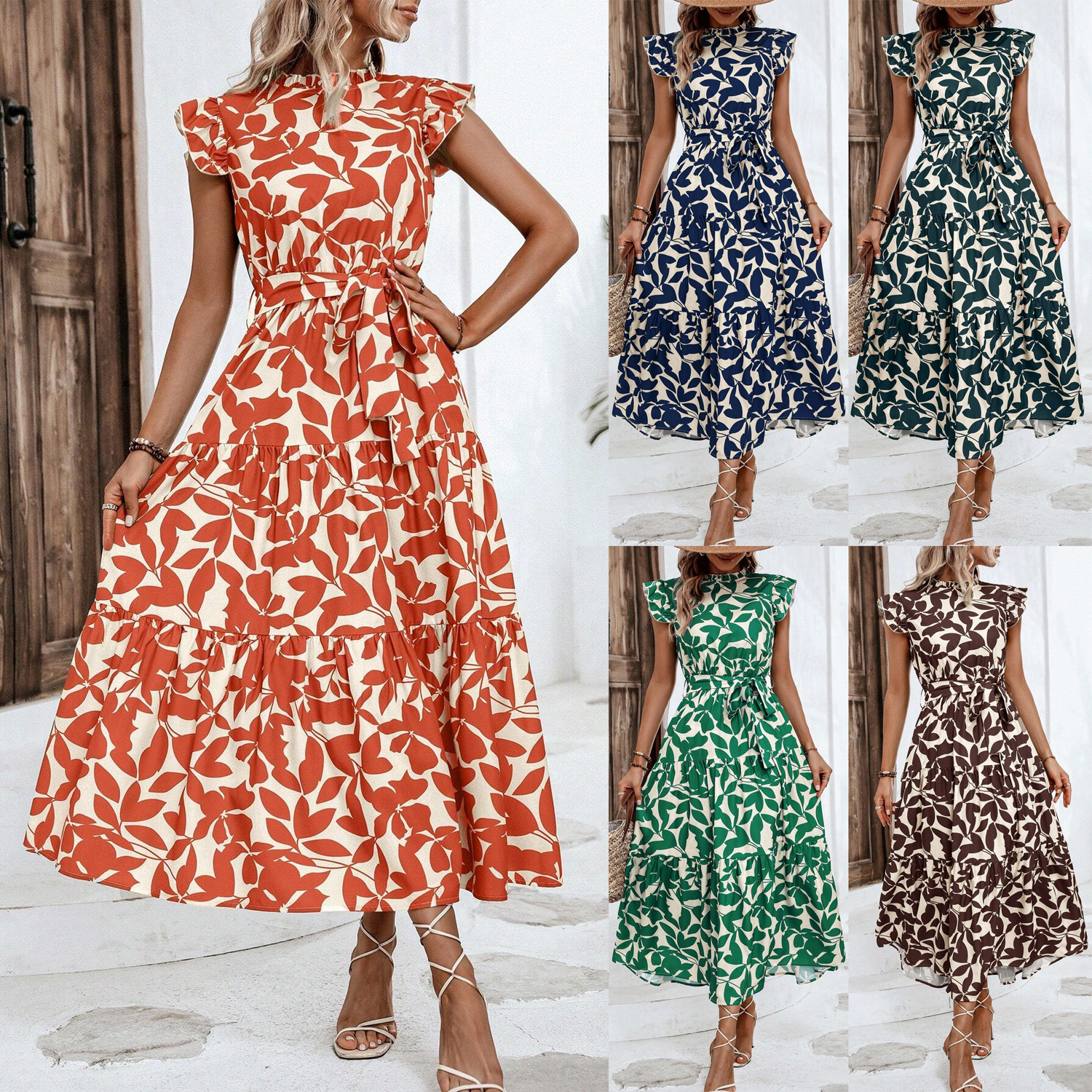 2024 cross-border European and American women's shein Amazon foreign trade dress summer beach skirt Bohemian skirt