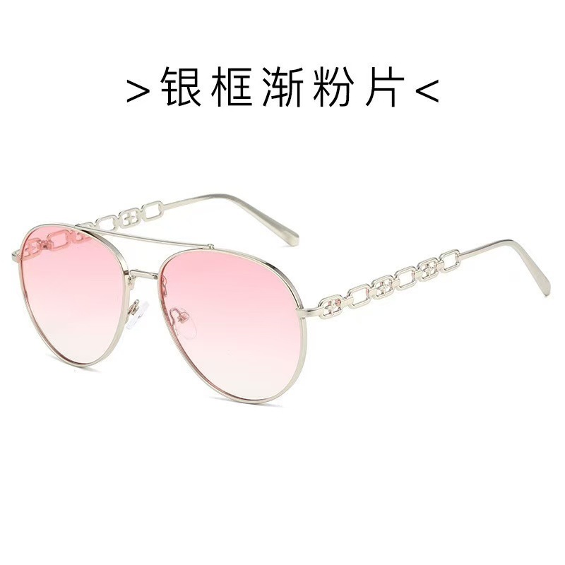 New metal chain foot European and American fashion toad net red retro double beam double color sunglasses wholesale