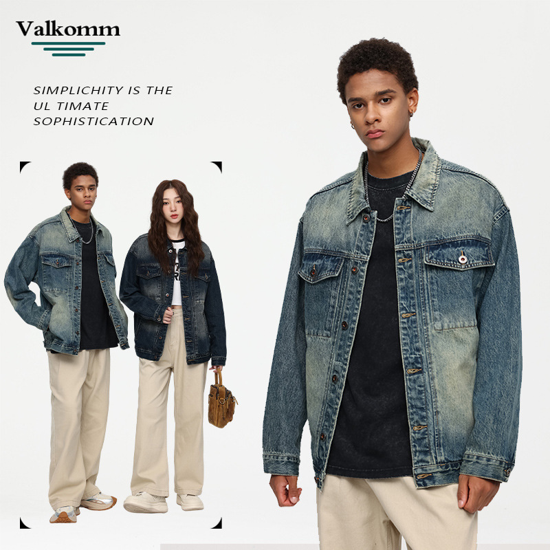 Laikke Men's American Style Trendy Casual Denim Jacket, New Spring Design, Loose Fit Versatile Jacket Top