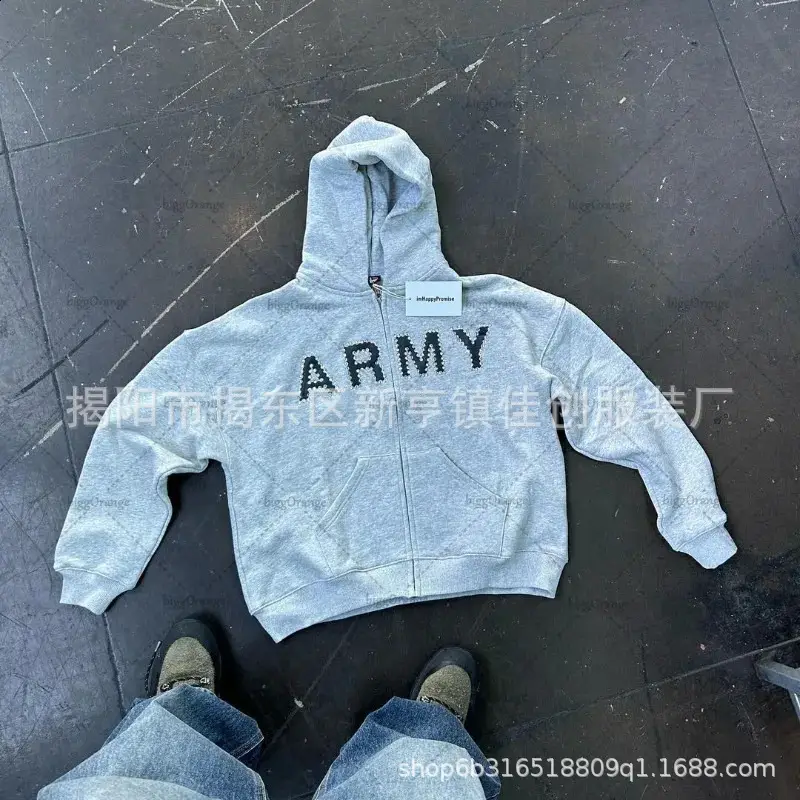American retro everywhere street pattern printed hoodie men and women casual fashion versatile zipper cardigan sweater