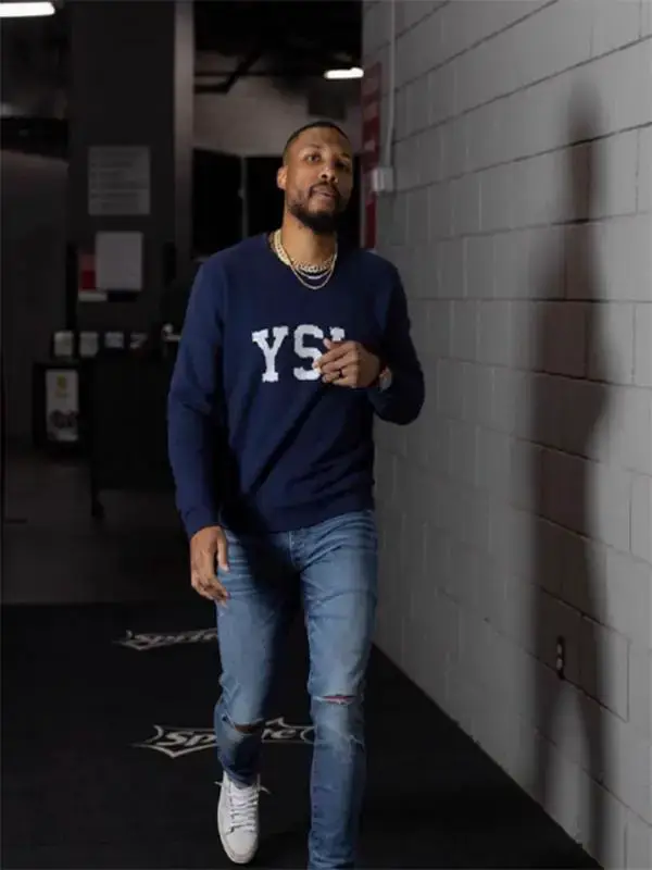 Trendy Fashion Top with Ys Large Logo Print on the Chest, Lillard and Li Cheng Same Style Terry Crew Neck Sweatshirt for Men and Women