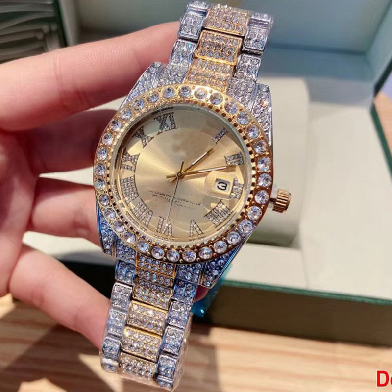 Watch fashion diamond women's watch calendar steel band watch waterproof ladies watch wholesale a generation of hair