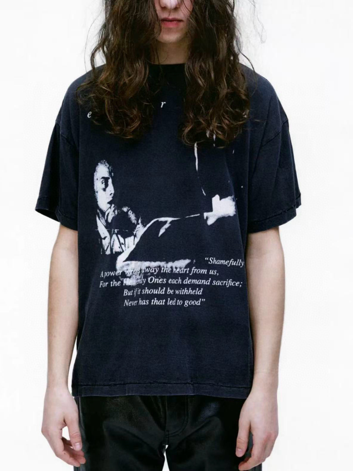 Enfants Riches Deprimes Ss25 Erd Black and White Movie Washed Distressed T-Shirt Men's and Women's Trendy Brand