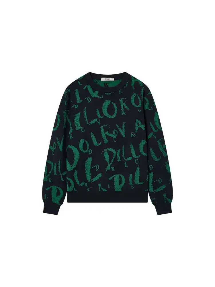[Super Value Selection] New Dillo Autumn Round Neck Fashion Full-Print High-End Pullover Knit Sweater for Men