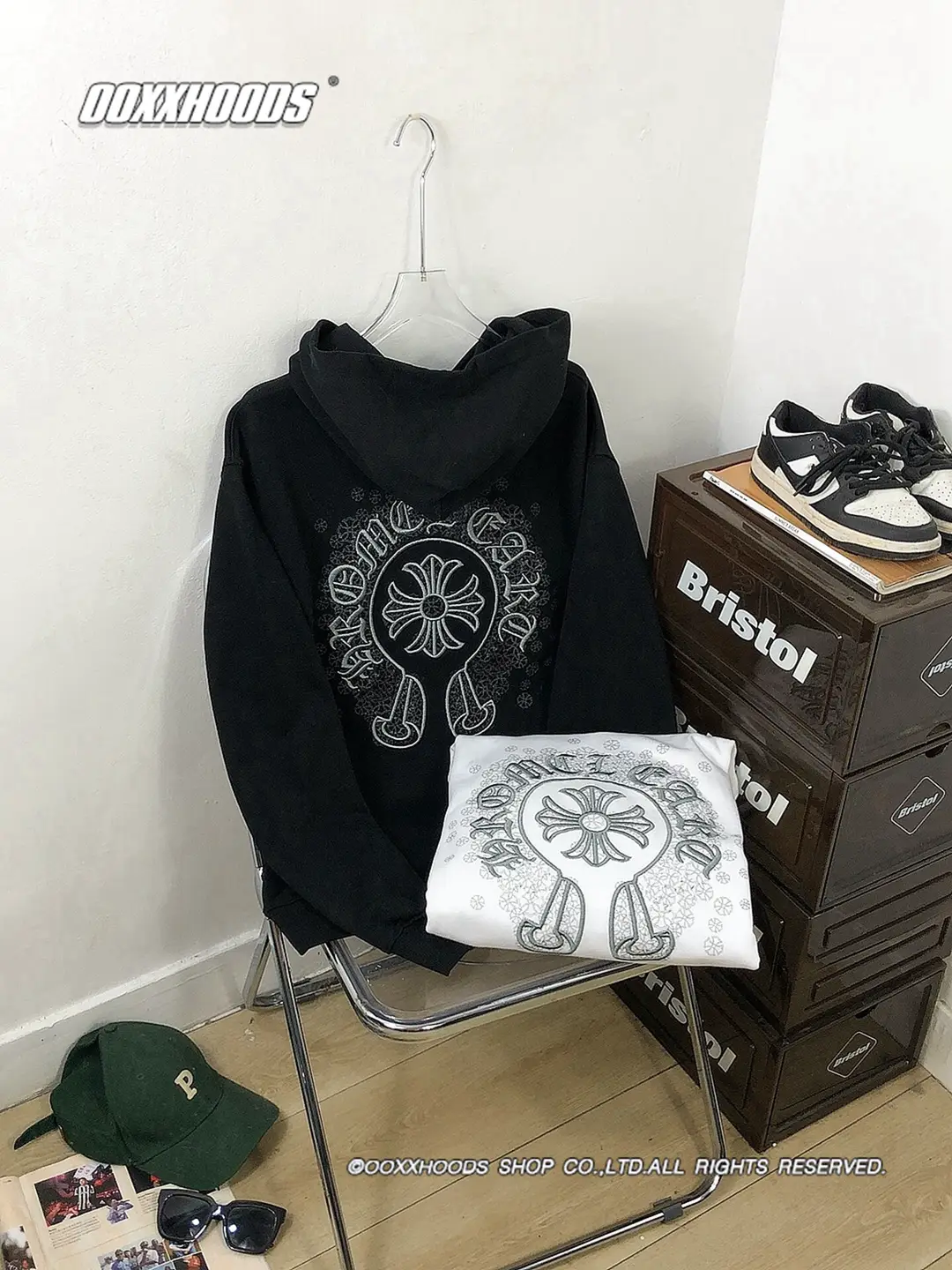 Three-Dimensional Embroidered Horseshoe Cross Autumn and Winter Oversize Hoodie Pullover Personalized Street Style Sweatshirt Hoodies