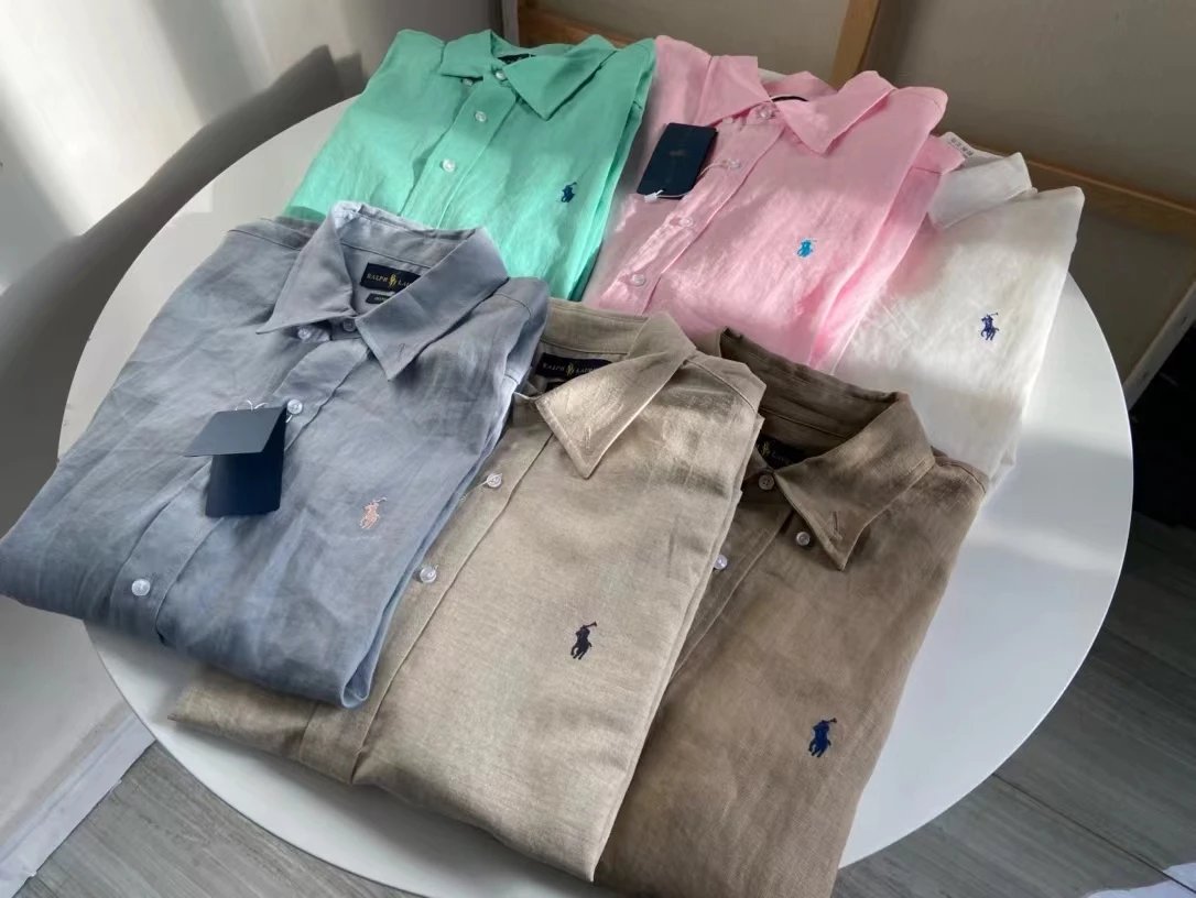 RLlinenshirtsformenandwomen拉夫经典版型亚麻衬衫男女款kkA10514