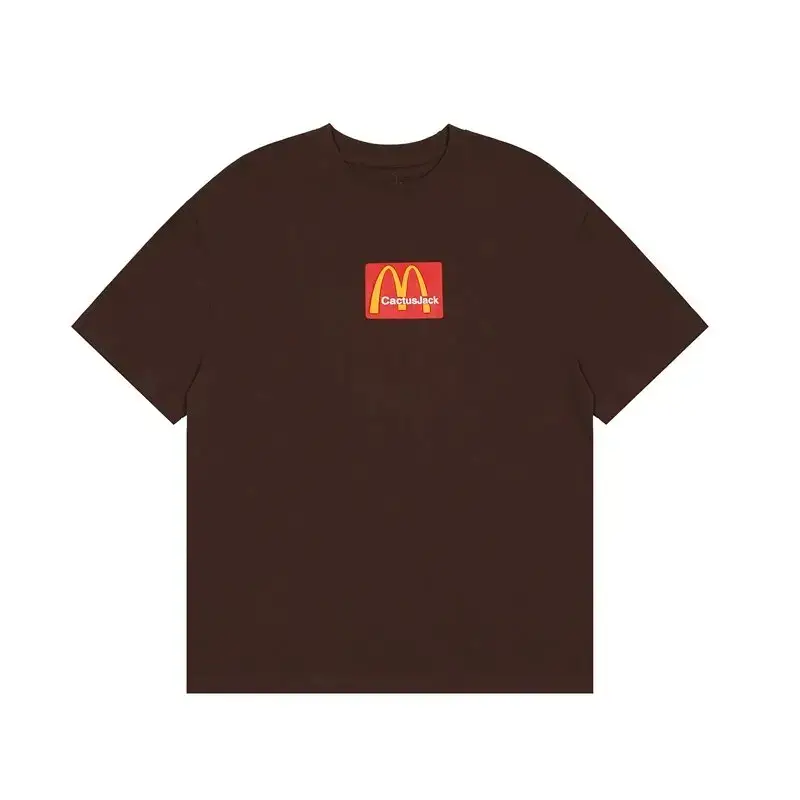 TRAVIS SCOTT CACTUS JACK Trendy letter Print foam fries short sleeve T-shirt chest LOGO