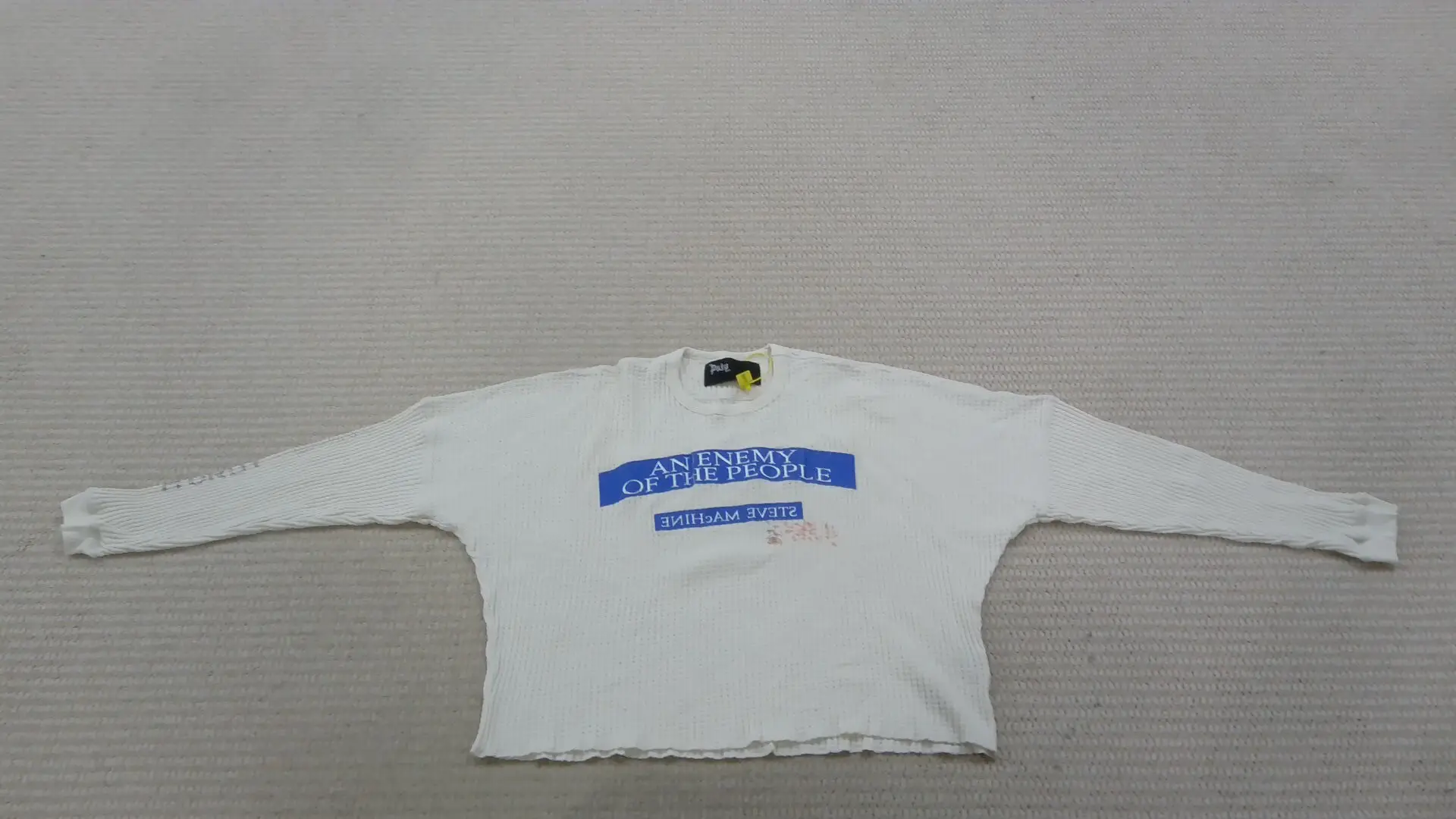 In Stock Paly Hollywood25Ss Waffle Print Portrait Crew Neck Long Sleeve, Same Style as Mika