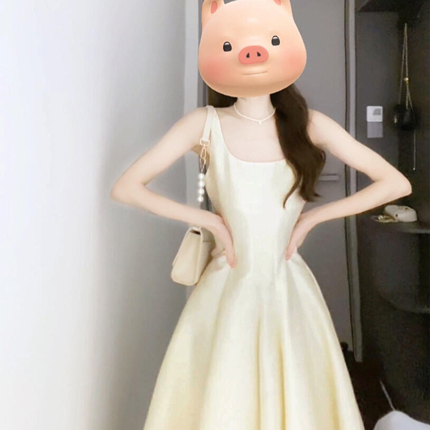 Yellow Long Dress for Women, Spring/Summer 2026 New Style, Petite Size, Waist-Cinching, Slimming, Very Flattering, Strapless Dress