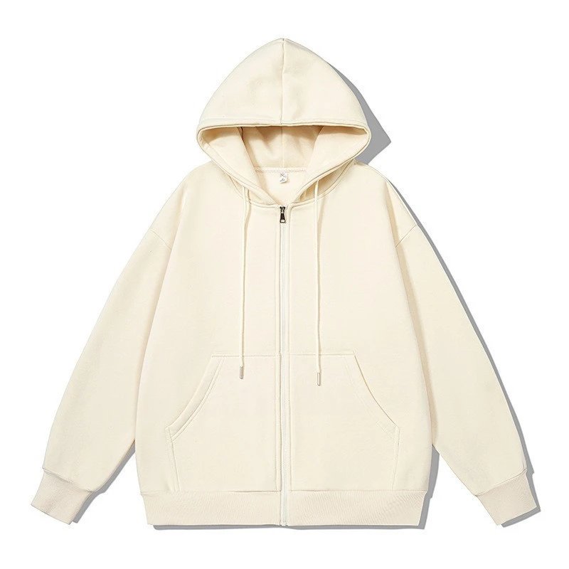 solid color Zipper Hoodie