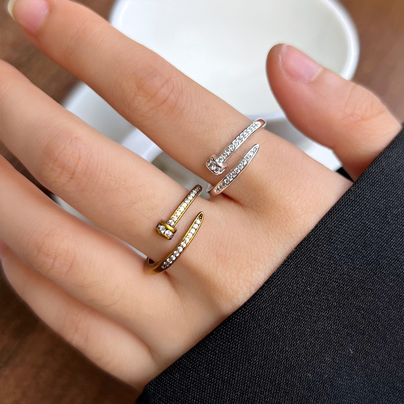 Lanzhi S925 Silver Fashion Personality Nail Ring, Simple and Elegant Minimalist Style, Adjustable Index Finger Ring Wholesale