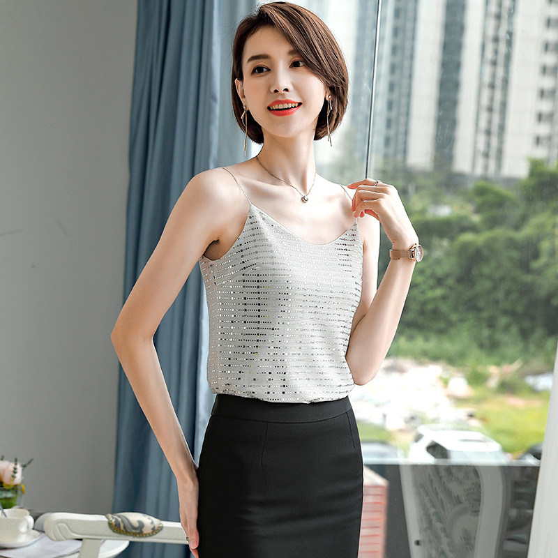 Exterior-Wearing Internet-Popular Hyun-a Base Shirt Simple Women's Design Sense European-made Small Vest Suit Easily Take Off Sling