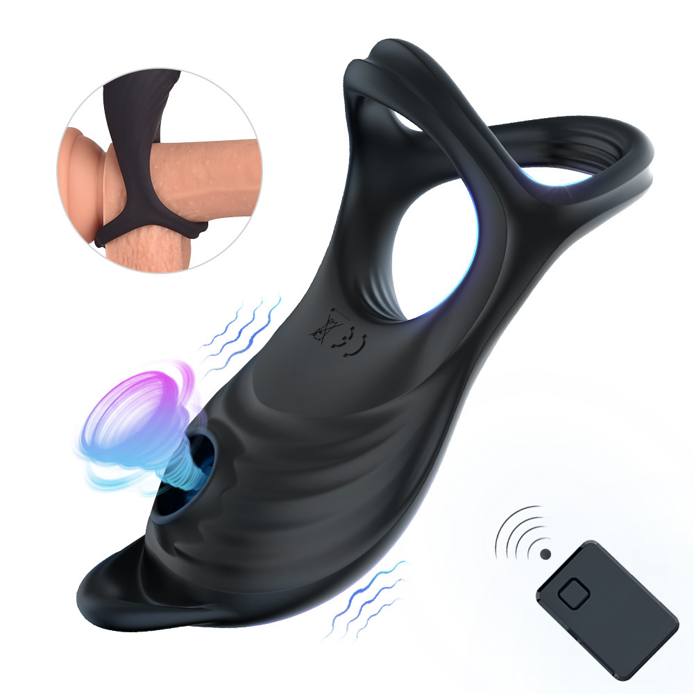Sucking Semen Locking Ring 5 Frequency Sucking Vibration for Men and Women Shared Delayed Double Ring  Sexy Adult Products Wholesale