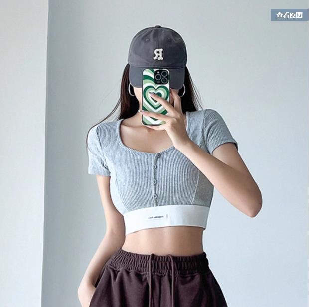 Short Spice Girl Sexy Summer Top Slimming Navel-exposed Long-sleeved T-shirt Women's European and American-style High Waist Women's Base Shirt Tight