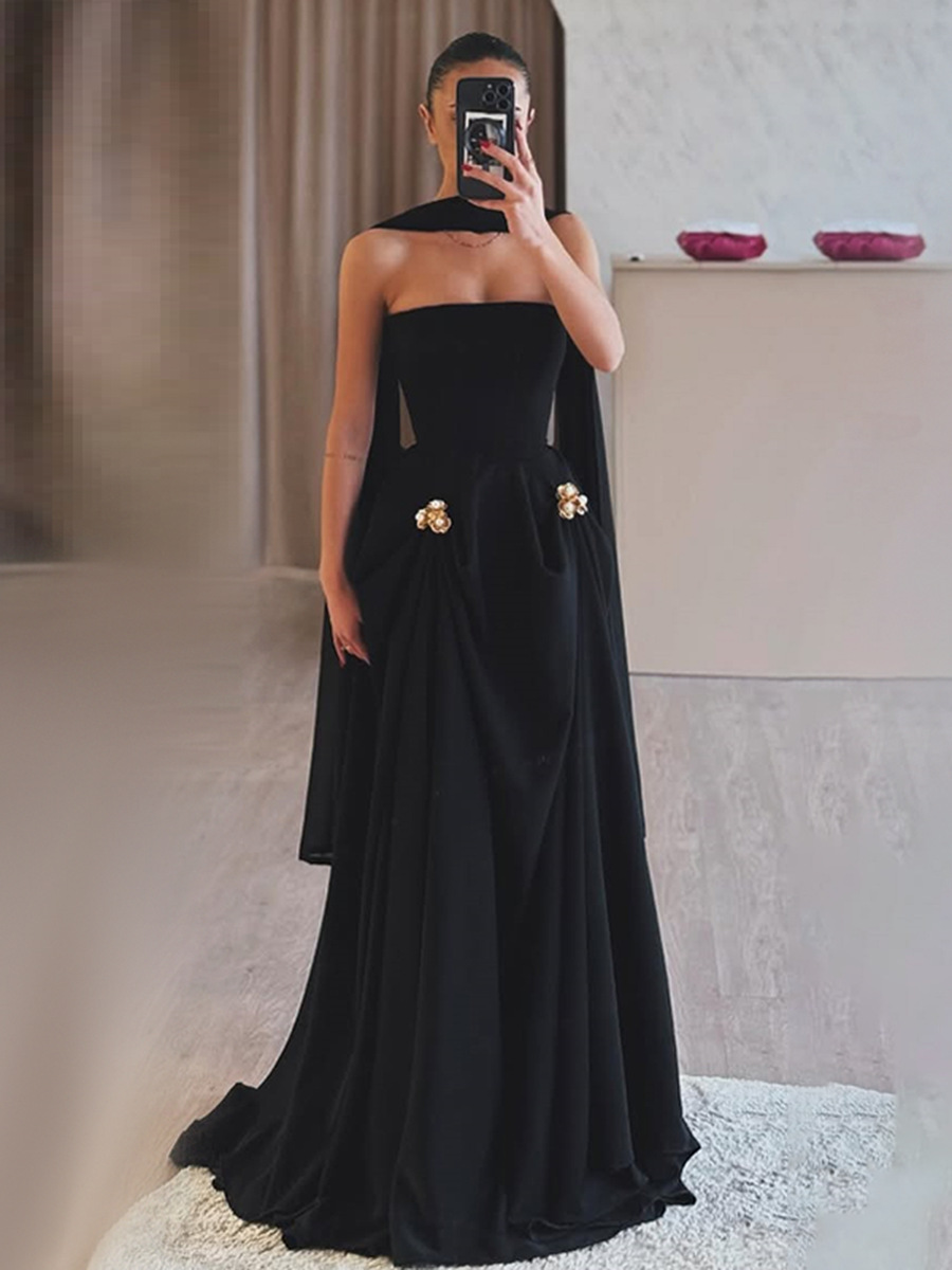 European and American Elegant High-End Dress 2026 Summer New Slim-Fit Strapless Twist Knot Ribbon Dress for Women