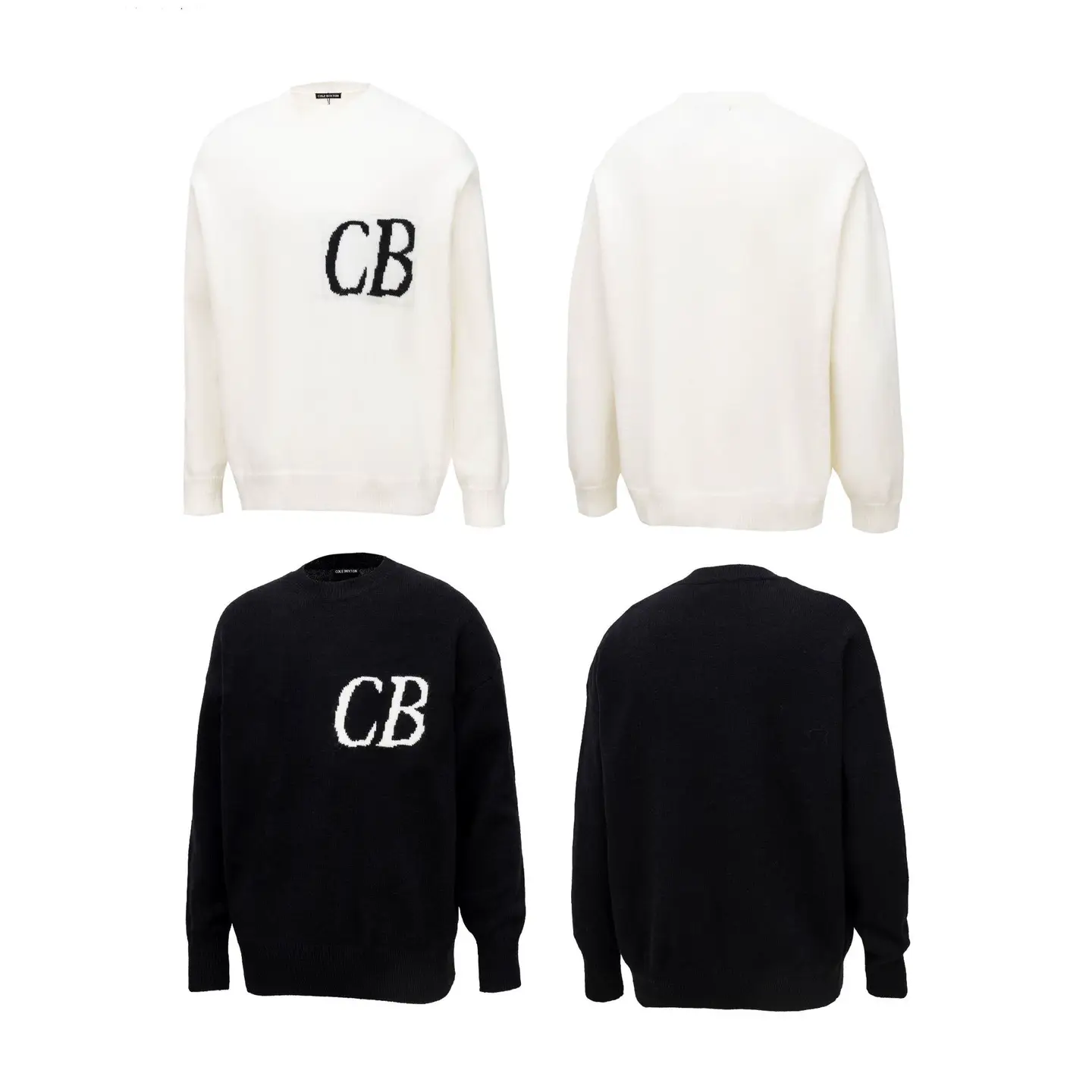 Cross-Border Export New Cb Niche Normcore Letter Logo Jacquard Loose Round Neck Sweater High Street Trendy Brand Top