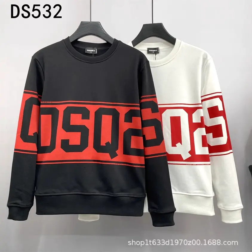 Ds532 Double-Sided Printed Couple Sweatshirt Dsq New Autumn and Winter Round Neck Long-Sleeved Bottoming Shirt European Style Cross-Border Men's Clothing