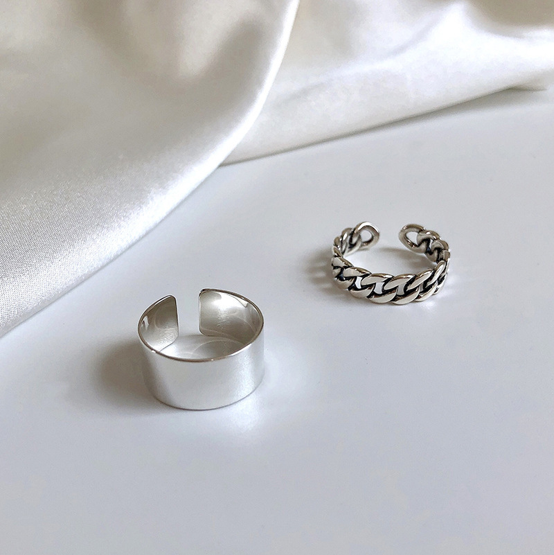 Vintage Ring Men's Trendy ins Hip-hop Stacked Aperture Open Ring Men's Sexy Style Single Chain Ring
