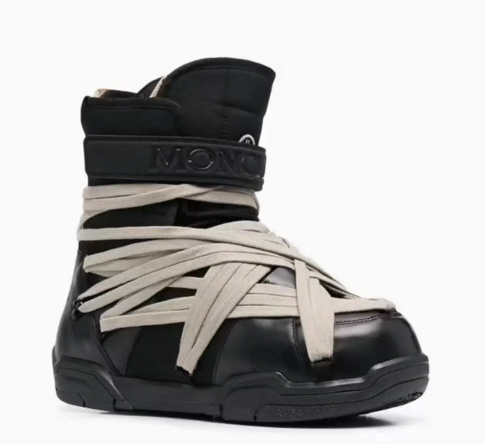 Ro Shoes Dark High Street Crazy Strap Shoes Ins Style Men and Women Same Style Flats Cold-Proof Warm Snow Boots Outdoor Boots