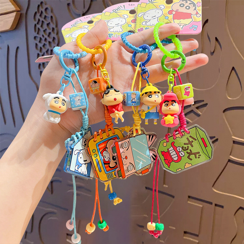 New Crayon Shin-Chan Flip-Page Acrylic Wristband Keychain Couple Best Friend Bag Pendant Cartoon Doll Accessory