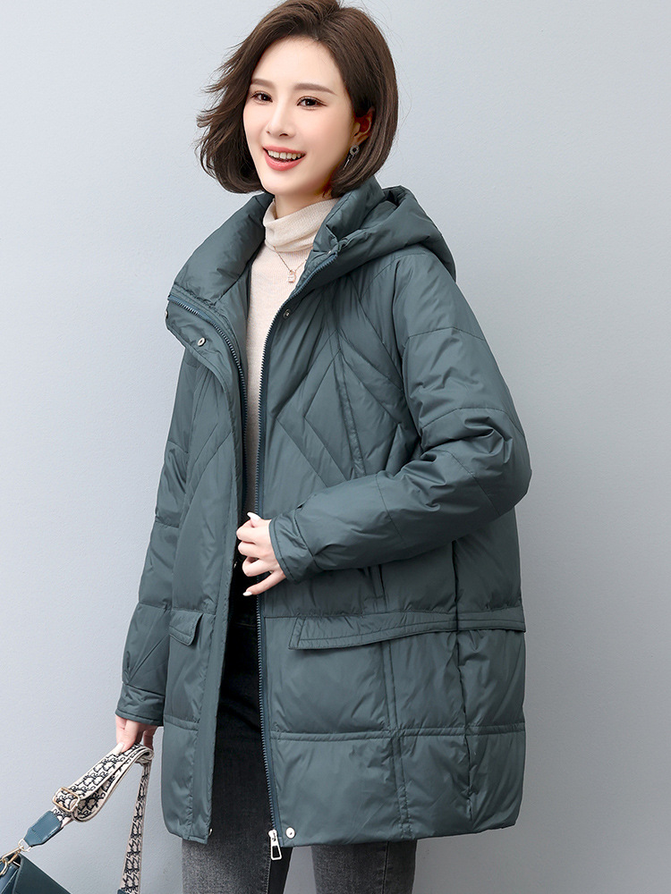 plus size Loose Casual Mid-length Down Jacket Women's 2024 Winter New Style Mother's All-match Down Middle-aged Jacket