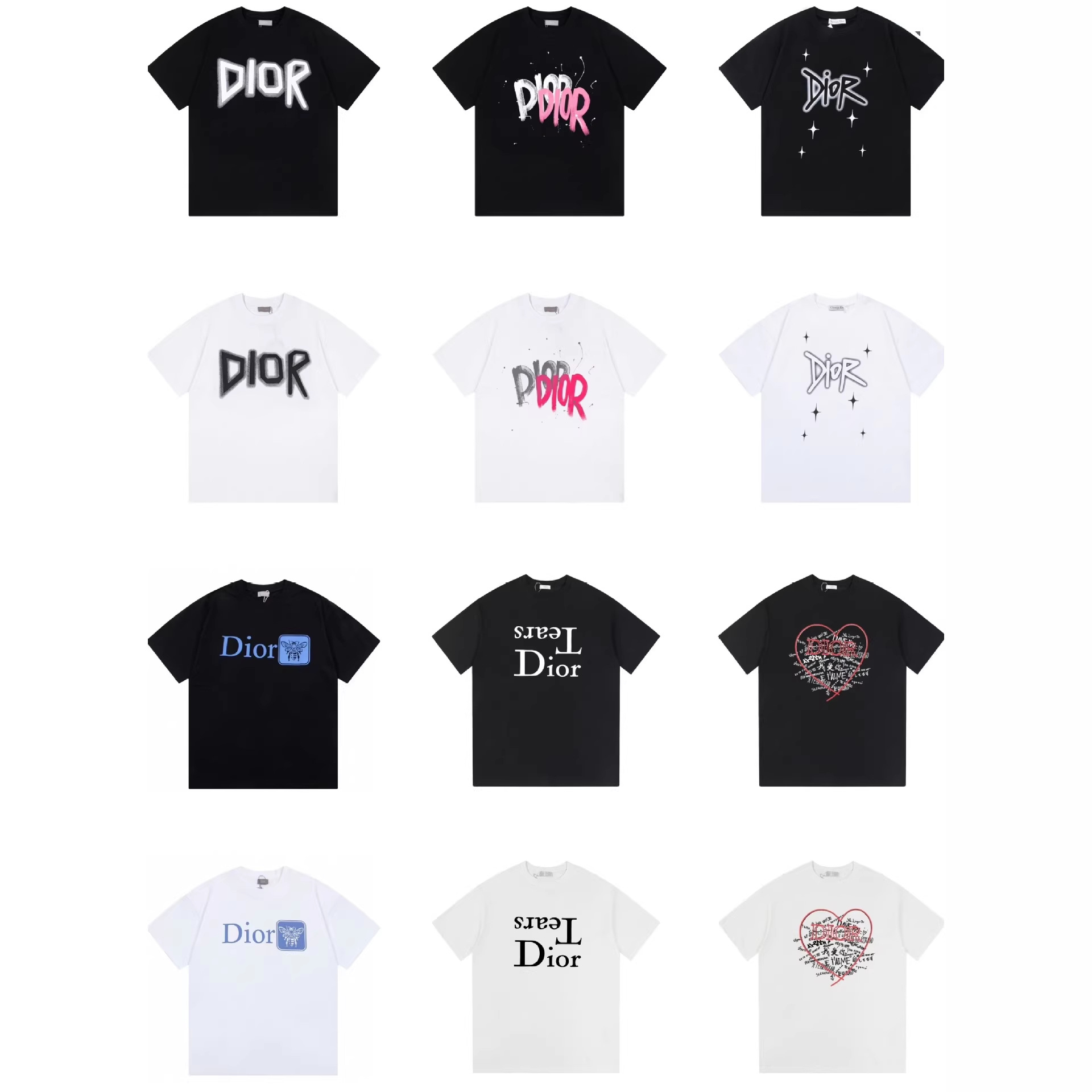 Cross-Border Foreign Trade Dropshipping Summer High-End European and American Trendy D-Brand Men's and Women's Short-Sleeve Round-Neck Loose Printed Pure Cotton T-Shirt Foto QC de 1688 na Qualit.ly