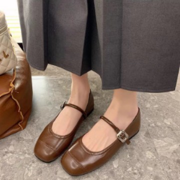 French-Style Mary Jane Shoes with Skirt, Women's 2026 Spring and Summer New Korean Style Flat-Soled Loafers, Silver Leather Shoes