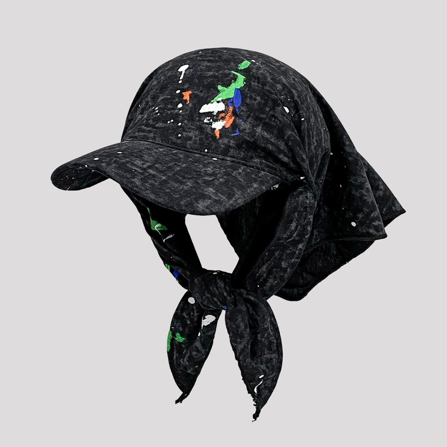 Retro Personalized Graffiti Headscarf Hat for Women, Breathable Sun Protection Face-Covering Baseball Cap for Spring and Summer, Hip-Hop Style Headwrap Hat, Trendy