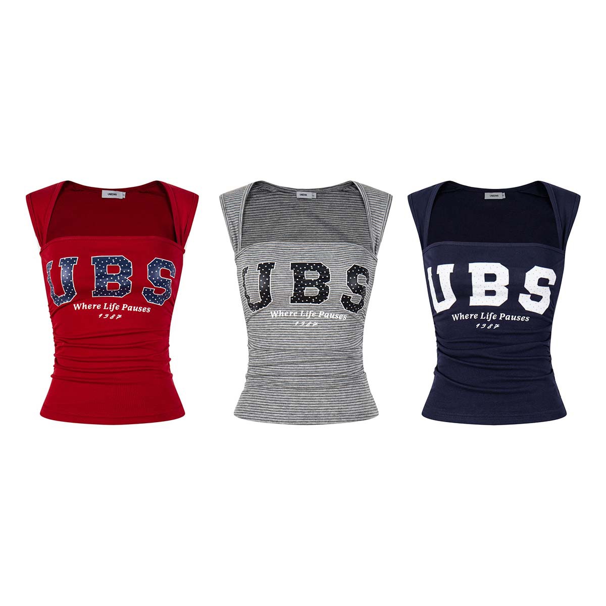 Unbdns American-Style Square-Neck Vest for Women, Summer Slim-Fit, Sexy, High-End, Sleeveless Tube Top