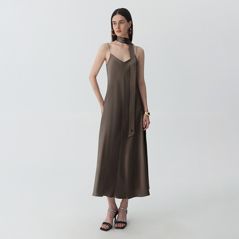 Light Luxury Glossy Silk Satin Dress, Sleeveless Slip Dress with an Elegant and High-End Feel, 2026 New Model Long Dress Made of Mulberry Silk