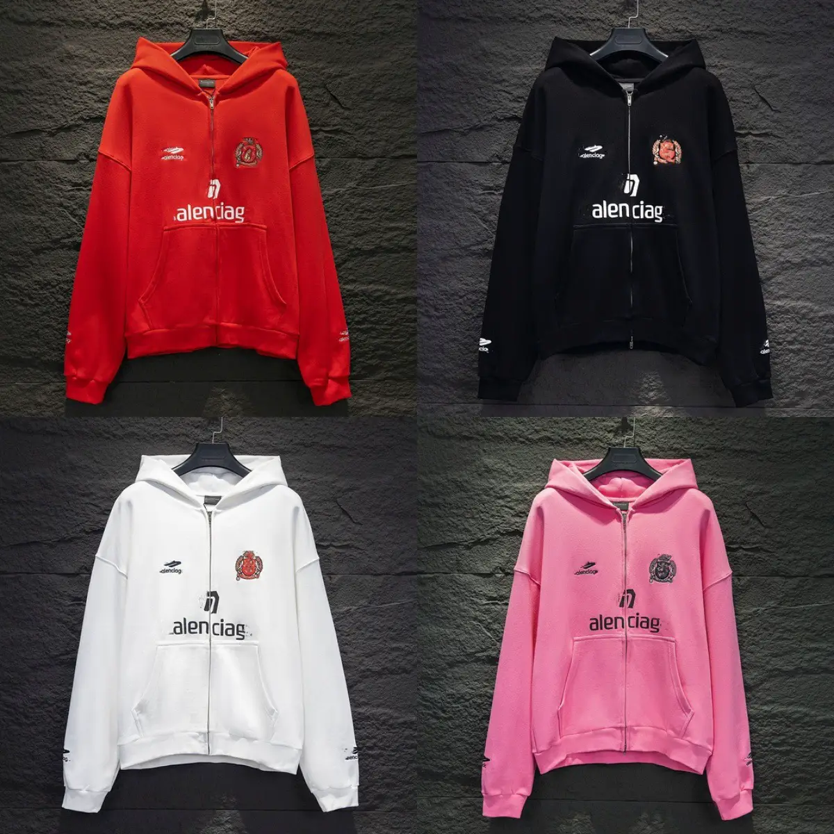 Correct version of Paris tide brand B joint football sportswear LOGO embroidery printing casual long sleeve hooded sweater