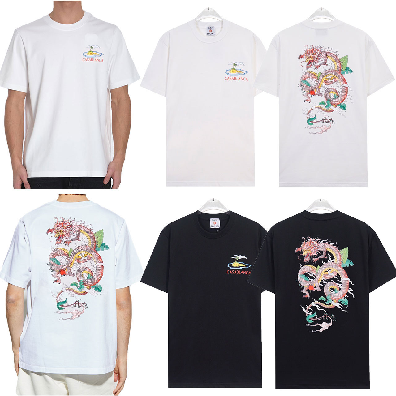 Foreign trade men's small supply summer new Casa BLC gradient letter logo printing short sleeve te hong