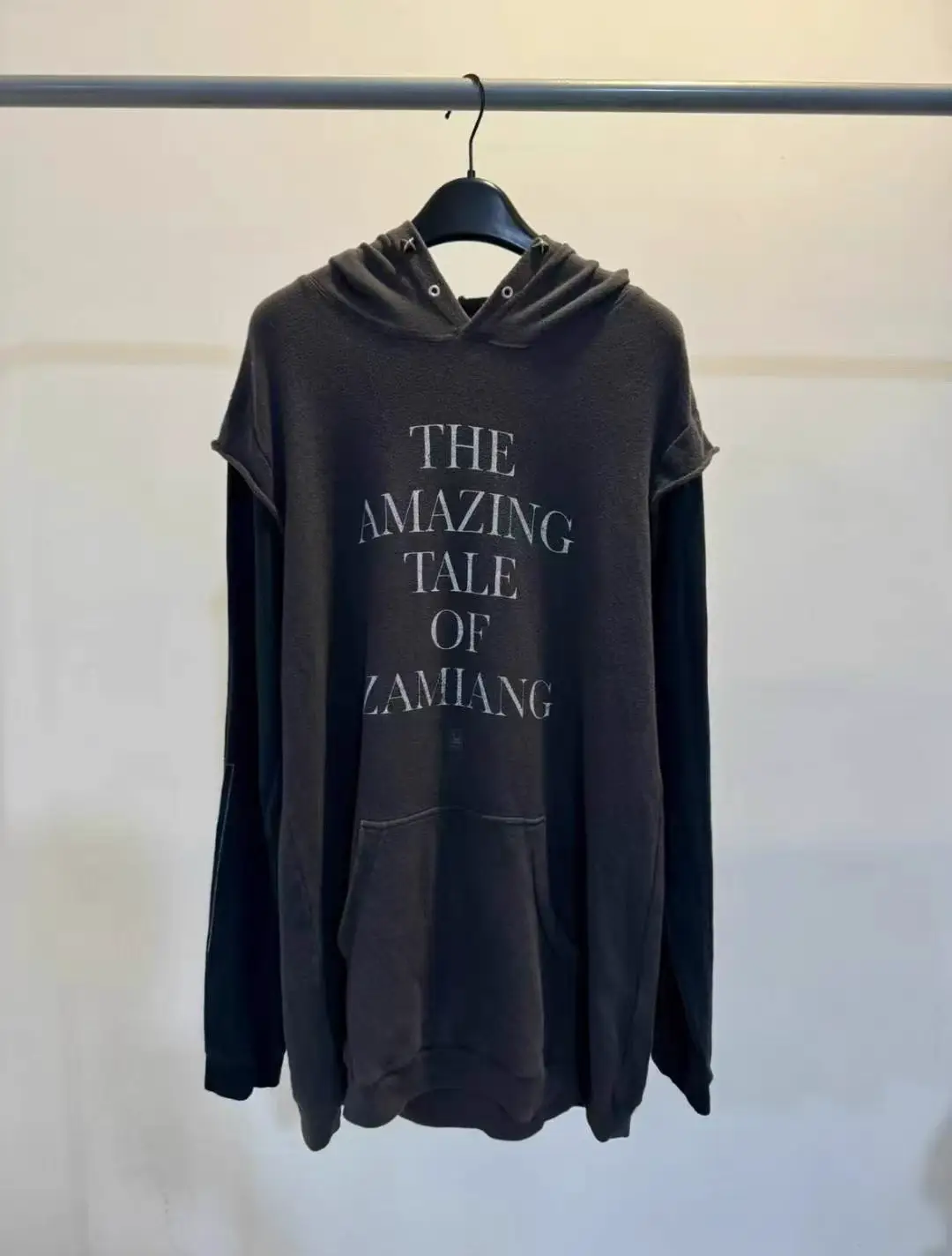 Quick delivery Undercover 06ss T-period two-color hooded splicing fake two-piece rivet hoodie