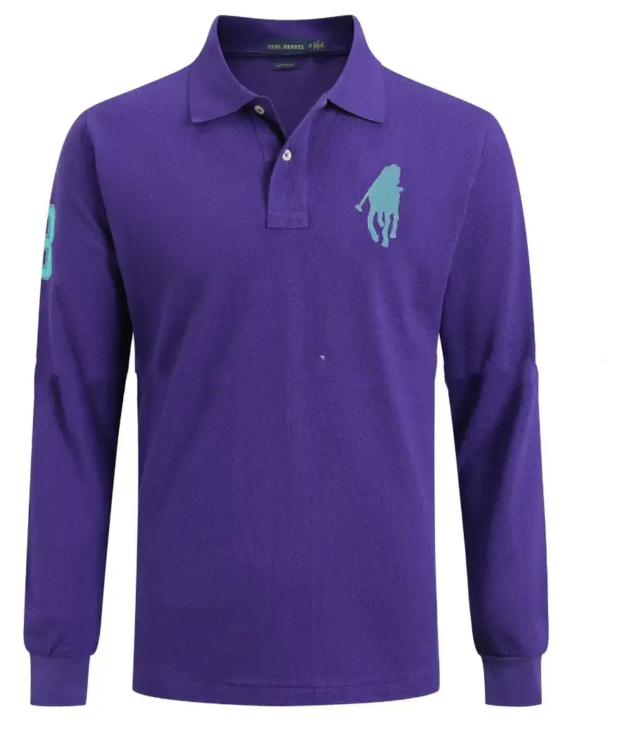 Men's long-sleeved cotton lapel t-shirt long-sleeved men's casual ball shirt