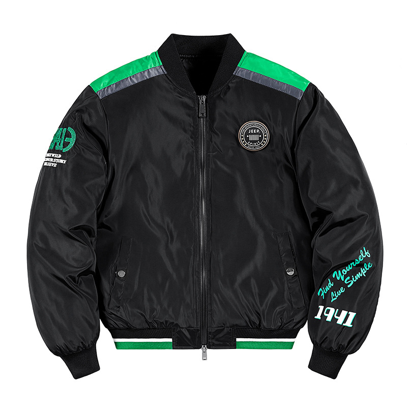 2024 new autumn and winter men's cotton and thickening baseball uniform double-sided American bomber jacket casual cotton-padded jacket