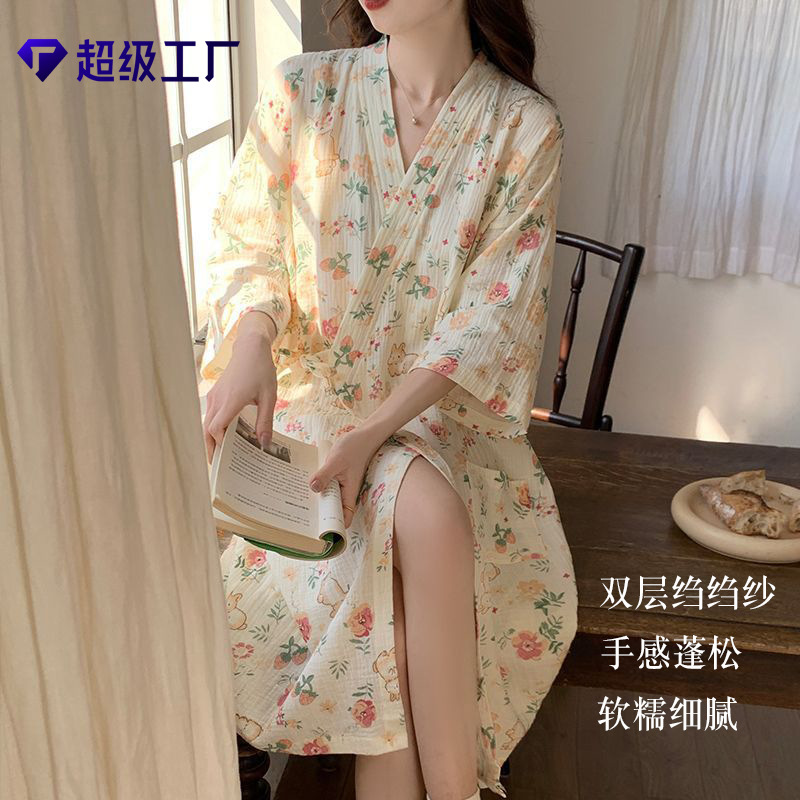 26 Styles of All-Cotton Spring and Summer Thin Bathrobes, Bath Gowns, Loungewear, Sleep Robes, Sleepwear, Nightgowns, Japanese-Style Kimono, Seersucker Fabric