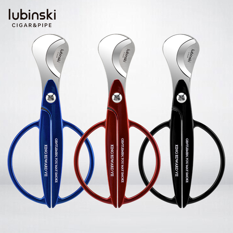 LUBINSKI Cigar scissors zinc alloy stainless steel blade with holster LUBINSKI Cigar scissors gift box