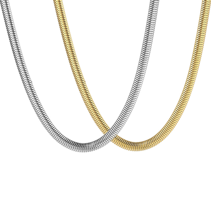 Factory direct supply cold wind 14k titanium steel chain gold simple riding whip chain necklace 4mm cross-border wholesale