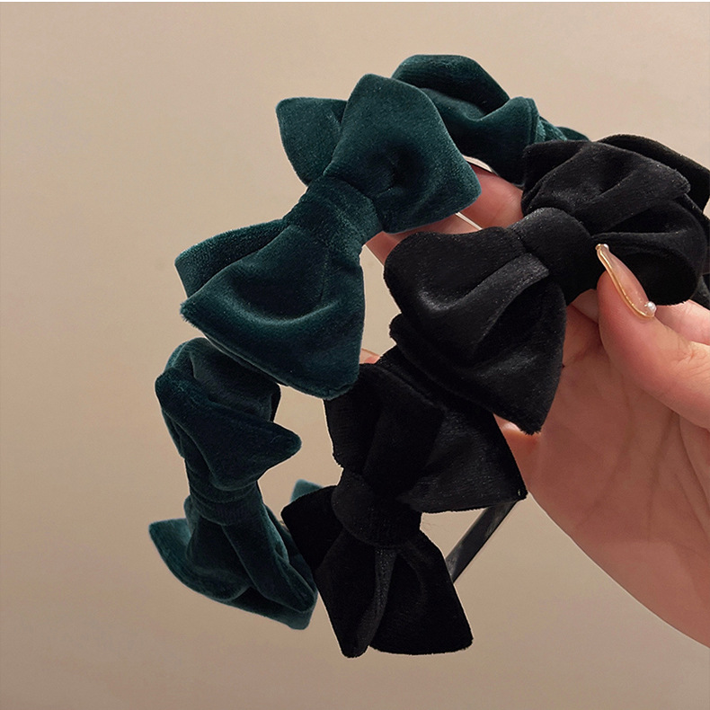 Very three-dimensional bow ~ retro black velvet headband women's 2022 Net Red new high-grade headband