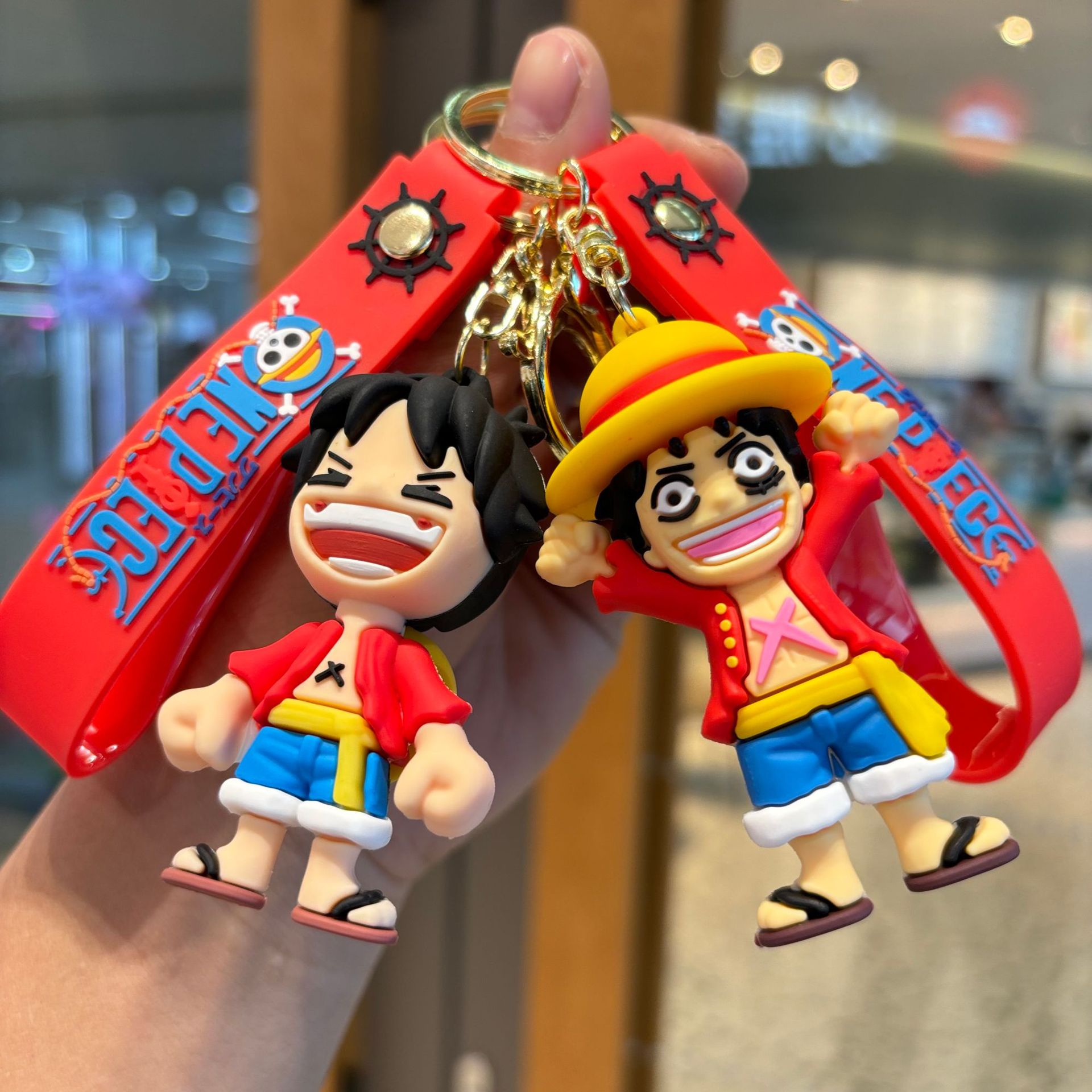 Cross-border One Piece Keychain Cartoon Luffy Stereo Doll Car School Bag Key Chain Pendant Small Gift Wholesale