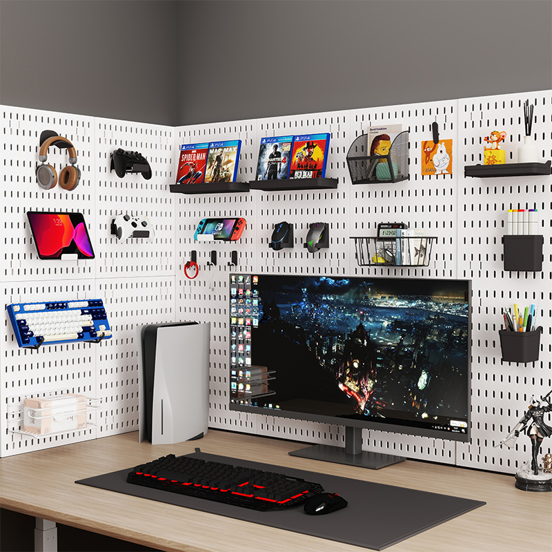 Perforated Board Shape Wall Punch-Free Plastic Accessories Display Storage Rack Entry Entrance Wall Wall Hanging Shelf Hook