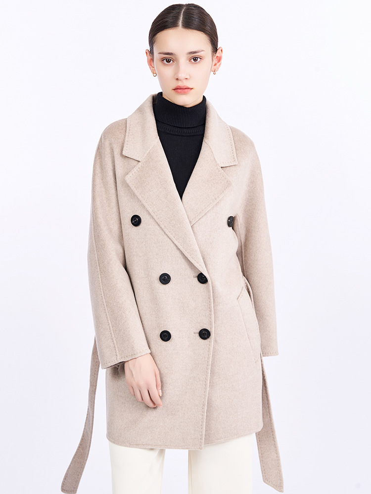 Double-sided Cashmere Coat Women's Mid-length 2024 New Autumn and Winter Suit Collar Double-breasted Elegant Simple Loose Coat