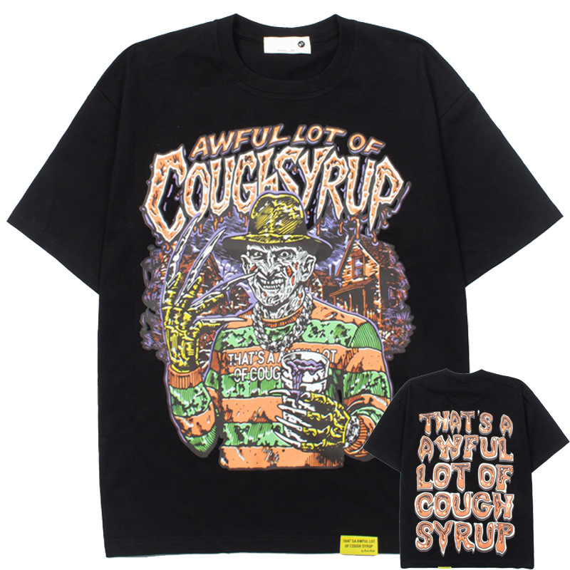 2025 Cross-Border American High Street New Style Half-Sleeve Hip-Hop Casual Loose Rap Street Summer Skull Short-Sleeve T-Shirt