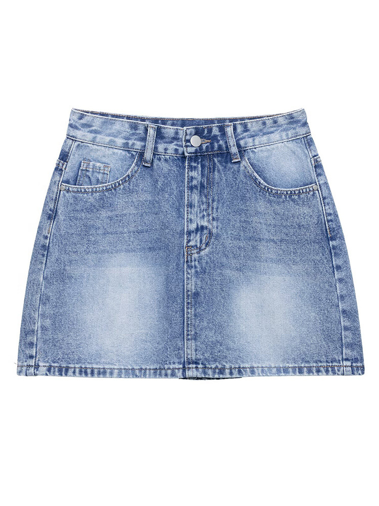 2025 Spring and Summer New Women's Clothing, Fashionable and Versatile High-Waist Slim Denim Half Mini Skirt